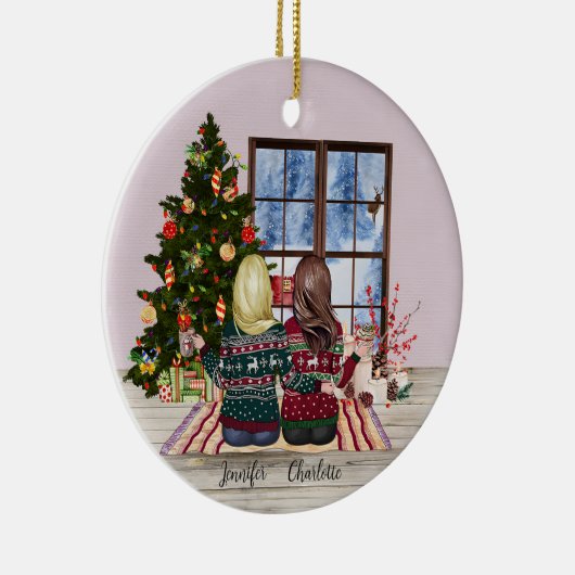 Gepersonaliseerde beste vrienden kerst ornament (Rechts)