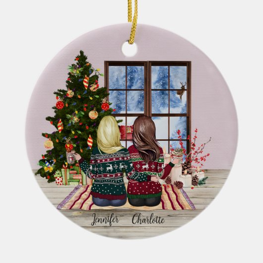 Gepersonaliseerde beste vrienden kerst ornament (Voorkant)