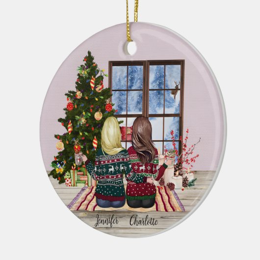 Gepersonaliseerde beste vrienden kerst ornament (Links)