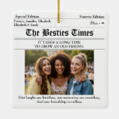Gepersonaliseerde beste vrienden krant 2 foto keramisch ornament (Achterkant)