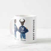 Gepersonaliseerde Beste Vrienden Ram Stier Meisje Koffiemok (Voorkant links)