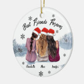 Gepersonaliseerde beste vrienden voor altijd Kerst Keramisch Ornament (Links)