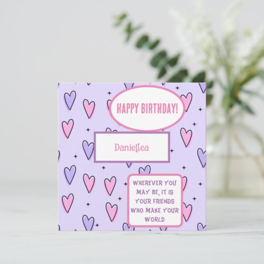 Gepersonaliseerde beste vriendenkaart voor de gebo kaart (Staand voorkant)