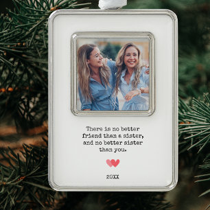 Gepersonaliseerde Beste Zuster Foto Kerstmis Verzilverd Omlijst Ornament