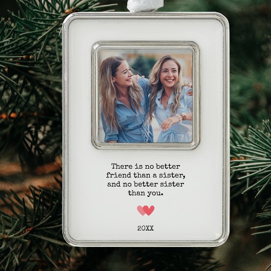 Gepersonaliseerde Beste Zuster Foto Kerstmis Verzilverd Omlijst Ornament