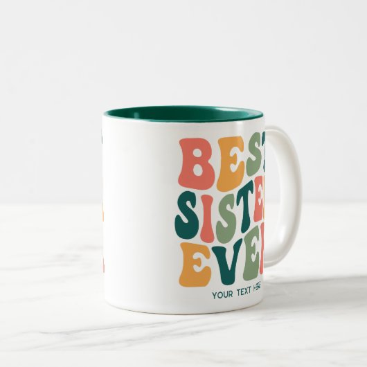 Gepersonaliseerde Beste Zuster Ooit Kleurrijke Gro Tweekleurige Koffiemok (Voorkant rechts)