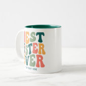 Gepersonaliseerde Beste Zuster Ooit Kleurrijke Gro Tweekleurige Koffiemok (Voorkant links)