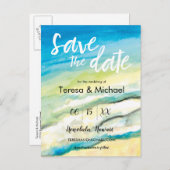 Gepersonaliseerde Bestemming Bruiloft Strand water Aankondigingskaart (Voorkant / Achterkant)