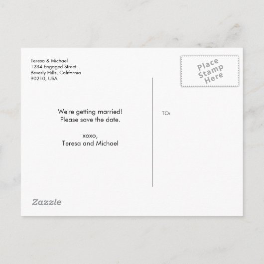 Gepersonaliseerde Bestemming Bruiloft Strand water Aankondigingskaart (Achterkant)