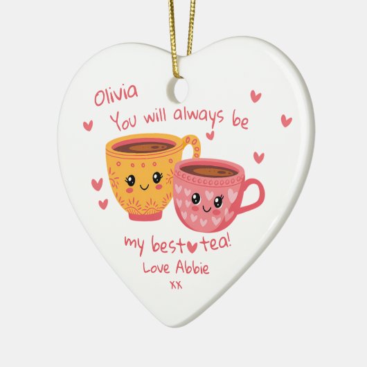Gepersonaliseerde Bestie Hearts Gift Keramisch Ornament (Links)
