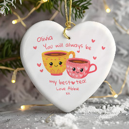 Gepersonaliseerde Bestie Hearts Gift Keramisch Ornament
