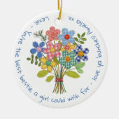 Gepersonaliseerde Bestie Patchwork Bloemen Gift Keramisch Ornament (Voorkant)
