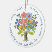 Gepersonaliseerde Bestie Patchwork Bloemen Gift Keramisch Ornament (Links)