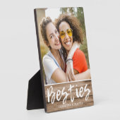 Gepersonaliseerde Besties BFF Names Rustic Wood Fotoplaat (Zijkant)
