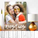 Gepersonaliseerde Besties BFF Names Rustic Wood Fotoplaat<br><div class="desc">Een schattige en bijtende fotoplak als cadeaus voor beste vrienden,  gepersonaliseerd met hun namen en foto.</div>