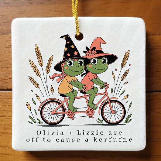 Gepersonaliseerde Besties Kikkers Kerfuffle Keramisch Ornament