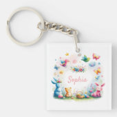 Gepersonaliseerde betoverde tuin dierlijke Sleutel Sleutelhanger (voorkant)