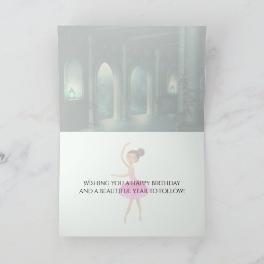 Gepersonaliseerde betoverende ballerina en kattenv kaart (Binnen)