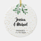 Gepersonaliseerde Betrokken Gouden Sterren Keramisch Ornament (Voorkant)