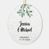 Gepersonaliseerde Betrokken Gouden Sterren Keramisch Ornament (Links)