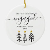 Gepersonaliseerde Betrokken Paar Namen Bomen Keramisch Ornament (Voorkant)