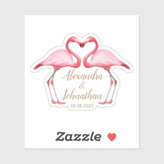 Gepersonaliseerde Bewaar de datum Roze Flamingo's Sticker (Vel)
