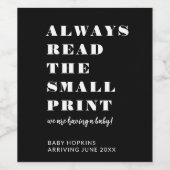 Gepersonaliseerde bewerkbare Baby Aankondiging Wijn Etiket (Enkel label)