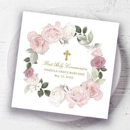 Gepersonaliseerde bewerkbare Eerste Heilige Commun Servet