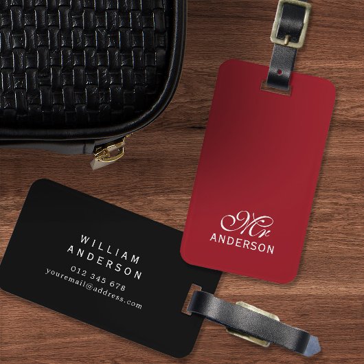 Gepersonaliseerde bewerkbare kleuren Elegant Scrip Bagagelabel