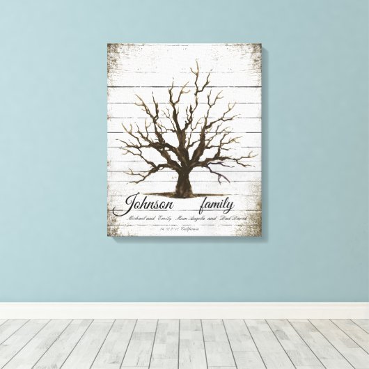 Gepersonaliseerde bewerkbare vingerafdrukboomcanva canvas afdruk (Insitu (Houten vloer))