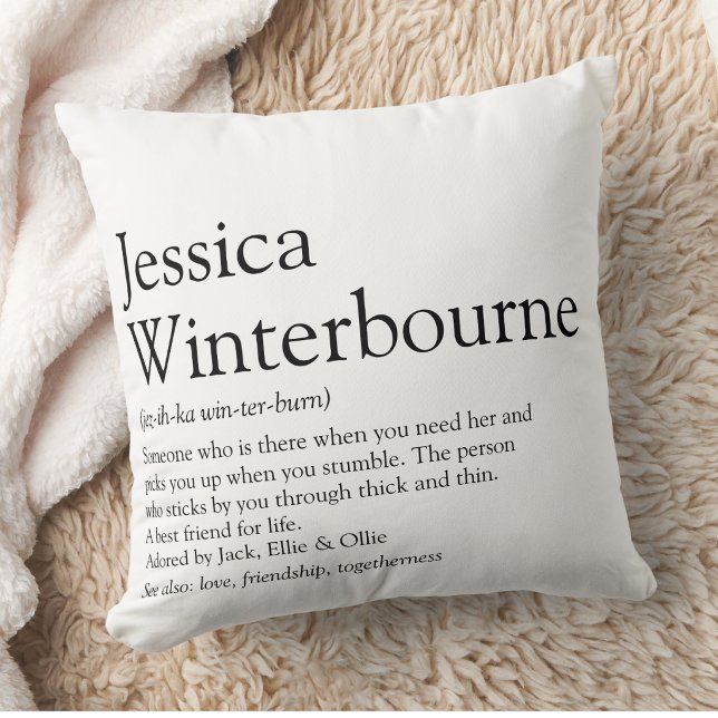 Gepersonaliseerde BFF Beste Vriend Definitie Kussen (Personalized BFF Best Friend Definition Throw Pillow)