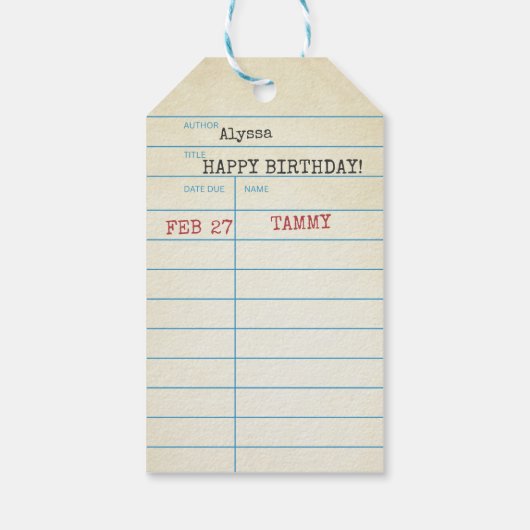 Gepersonaliseerde  bibliotheek Kaart Cadeaulabel (Achterkant)