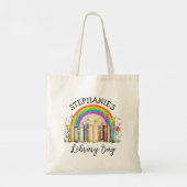 Gepersonaliseerde Bibliotheektas voor Meisje Canva Tote Bag (Achterkant)