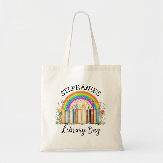 Gepersonaliseerde Bibliotheektas voor Meisje Canva Tote Bag (Voorkant)