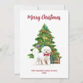 Gepersonaliseerde Bichon Frise Dog Kerstmis Feestdagenkaart (Voorkant)