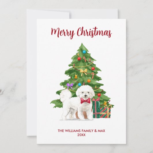 Gepersonaliseerde Bichon Frise Dog Kerstmis Feestdagenkaart (Voorkant)