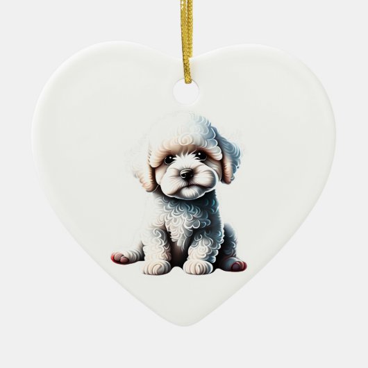 Gepersonaliseerde Bichon Frise Hond Puppy Keramisch Ornament (Voorkant)