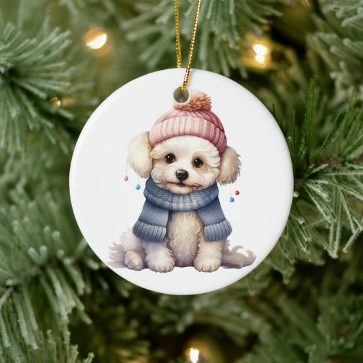 Gepersonaliseerde Bichon Frise hondenkunst Keramisch Ornament (Boom)