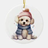 Gepersonaliseerde Bichon Frise hondenkunst Keramisch Ornament (Voorkant)