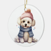 Gepersonaliseerde Bichon Frise hondenkunst Keramisch Ornament (Links)