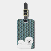 Gepersonaliseerde Bichon Frise - Sage Blue Navy Ch Bagagelabel (Voorkant verticaal)