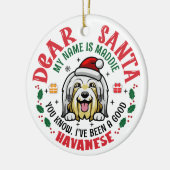 Gepersonaliseerde Bichon Havanese Hond Kerstboom Keramisch Ornament (Links)