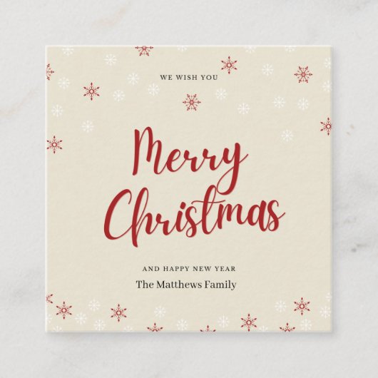 Gepersonaliseerde Biege Snowflake Merry Kerstmis Informatiekaartje (Voorkant)
