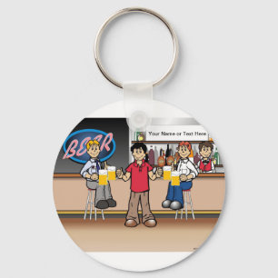 Gepersonaliseerde bierdrinker - Mannelijke Cartoon Sleutelhanger
