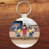 Gepersonaliseerde bierdrinker - Mannelijke Cartoon Sleutelhanger (Voorkant)