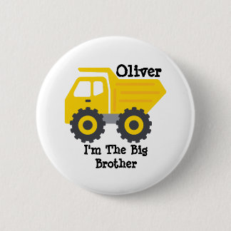 Gepersonaliseerde Big Brother Yellow Dump Truck Bu Ronde Button 5,7 Cm