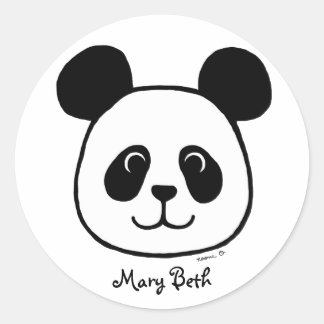 Gepersonaliseerde Big Face Panda Cartoon Ronde Sticker