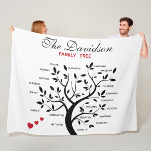 Gepersonaliseerde Big Family Tree (20 namen) Fleece Deken