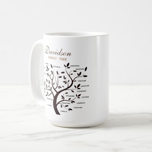 Gepersonaliseerde Big Family Tree (20 namen) Koffiemok (Voorkant links)