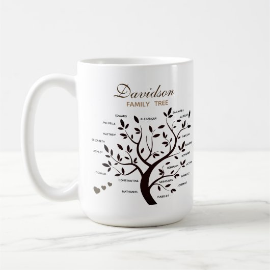 Gepersonaliseerde Big Family Tree (20 namen) Koffiemok (Links)